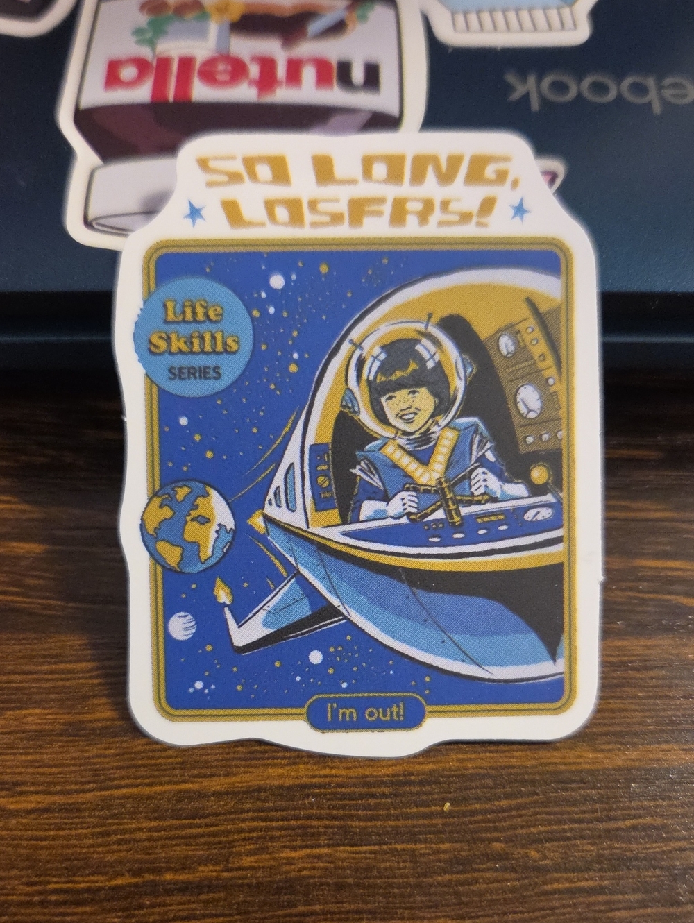 Space Pilot Sticker - Blue and Yellow Kids Toy Decal